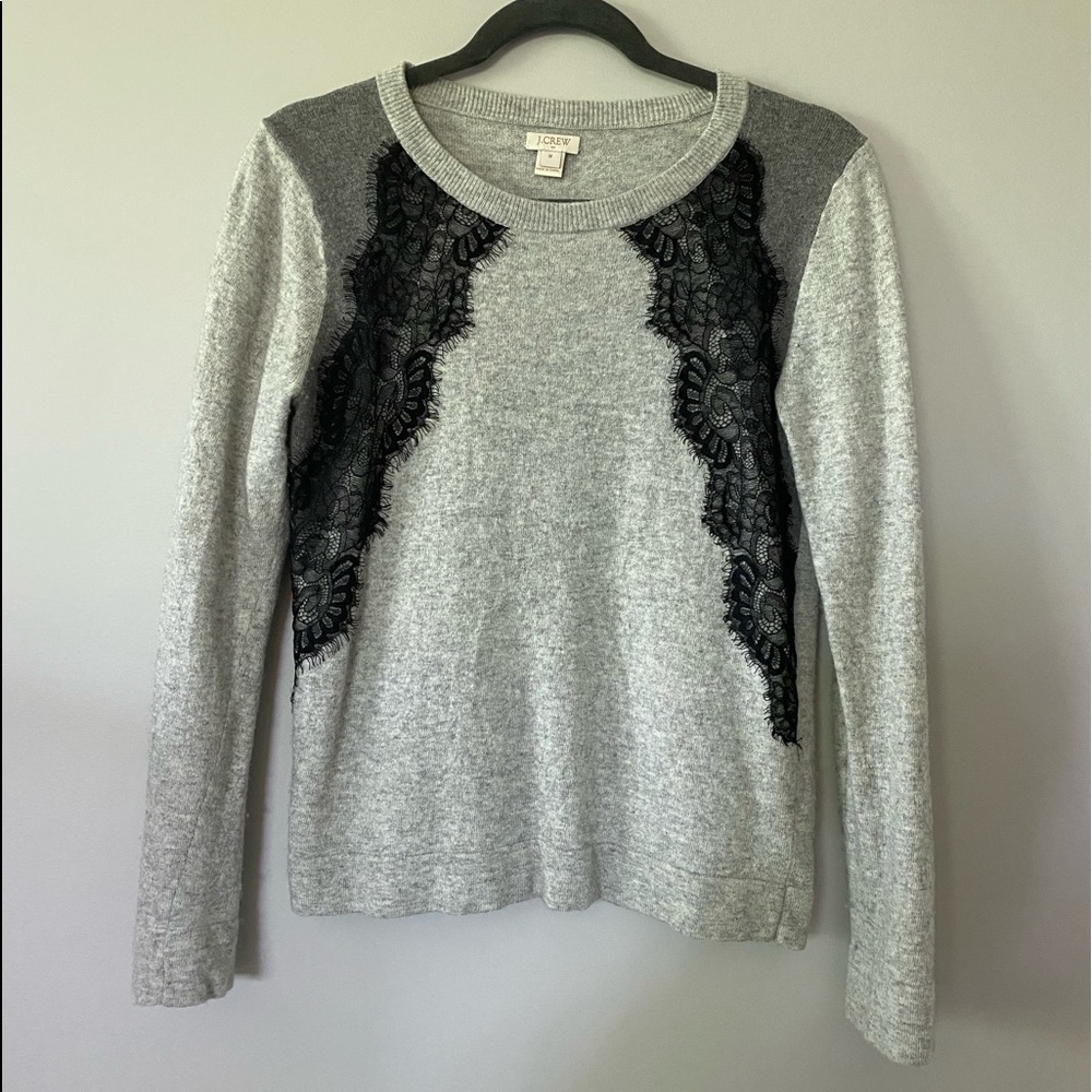 J. Crew Lace Detail Wool Sweater